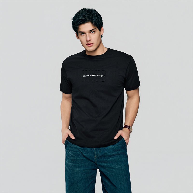 Giordano Men’S Slim Cotton Crew Neck Tee With Wws Print - first_variant_option_2 Premium Print Tee for Giordano