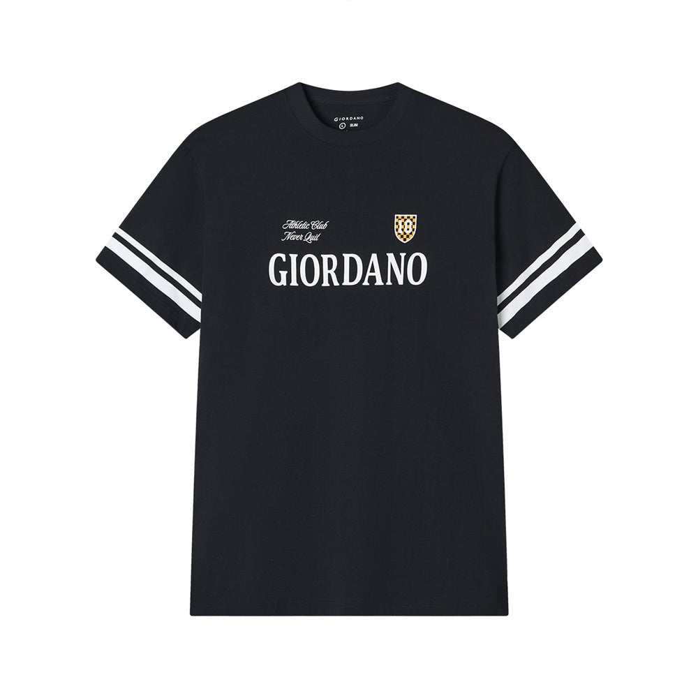 Giordano Men's Slim Cotton Heritage Club Graphic Tee - first_variant_option_2 Premium Print Tee for Giordano