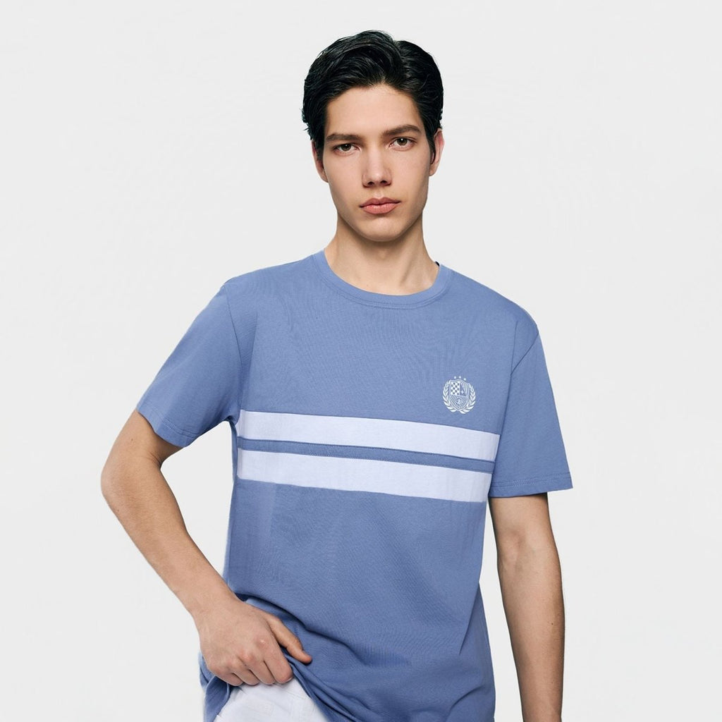 Giordano Men's Slim Cotton Heritage Stripe Tee - first_variant_option_2 Premium Print Tee for Giordano