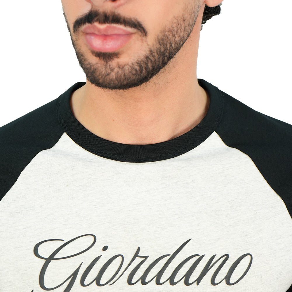 Giordano Men's Slim Cotton Raglan Athletics Tee - first_variant_option_2 Premium Print Tee for Giordano