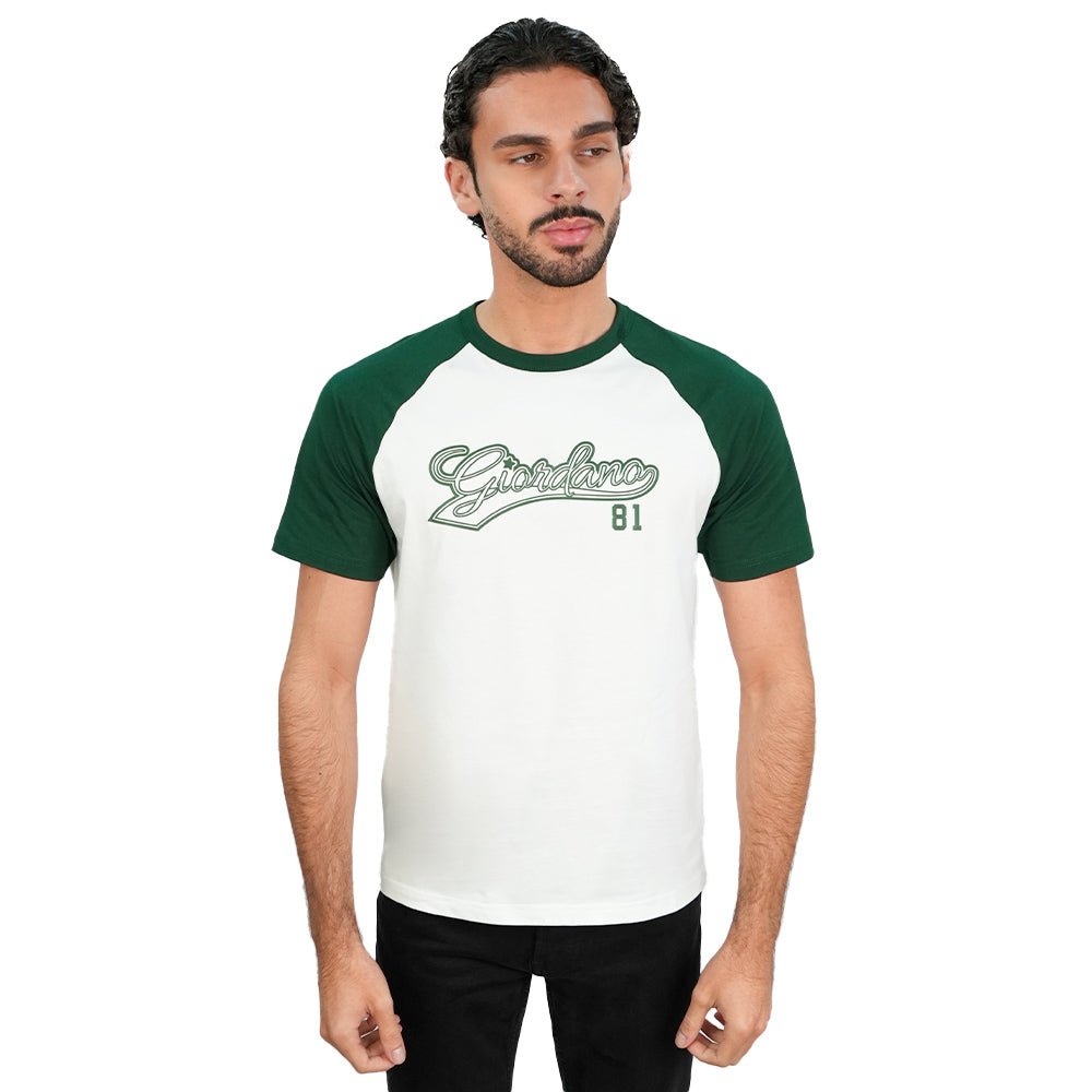 Giordano Men's Slim Cotton Raglan Signature Tee - first_variant_option_2 Premium Print Tee for Giordano