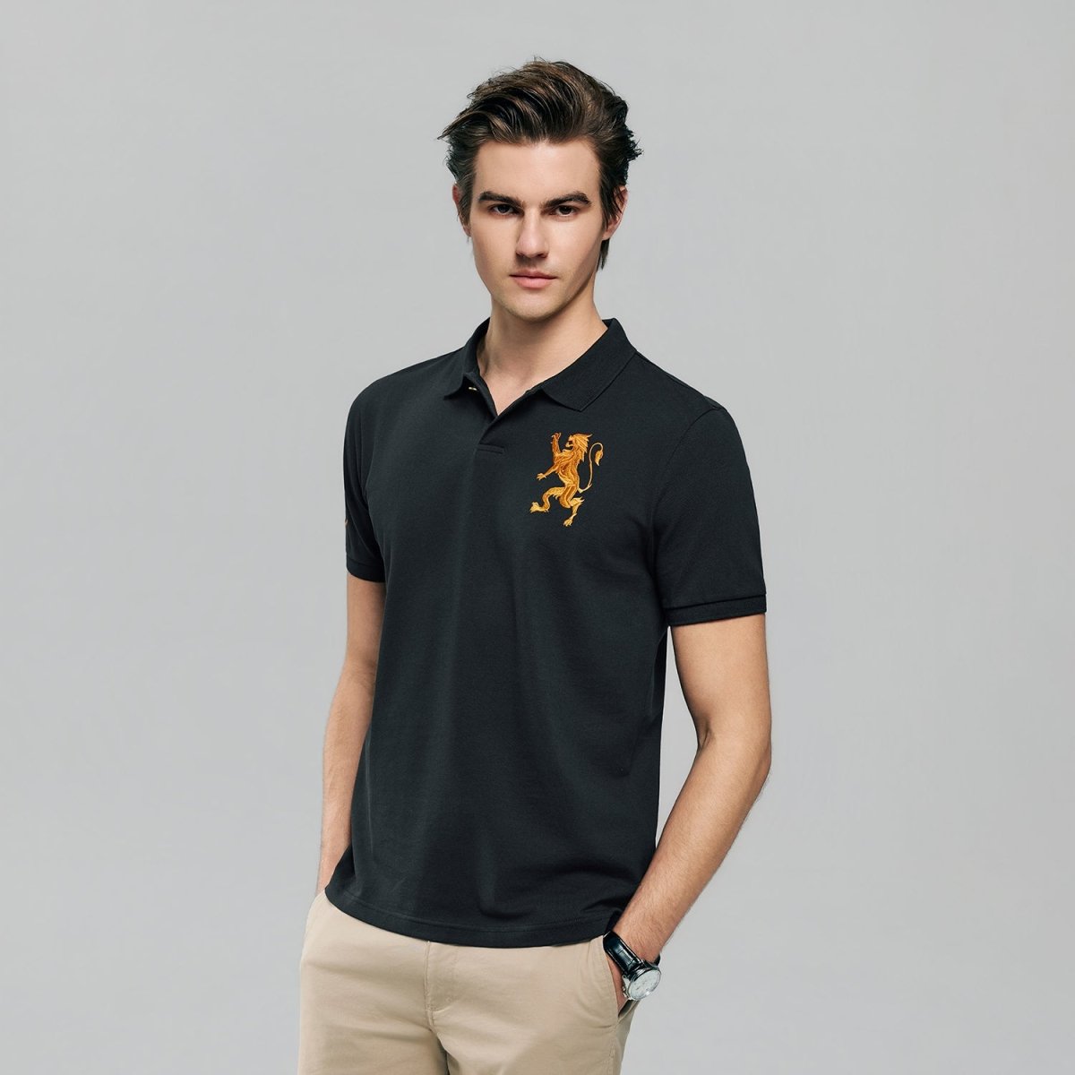 Giordano Men's Slim Fit 3D Lion Cny Lycra Pique Polo - Premium Polo