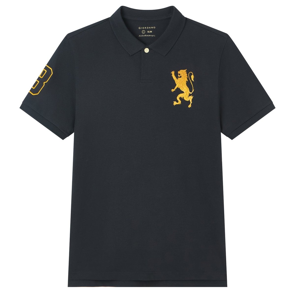 Giordano Men's Slim Fit 3D Lion Cny Lycra Pique Polo - Premium Polo