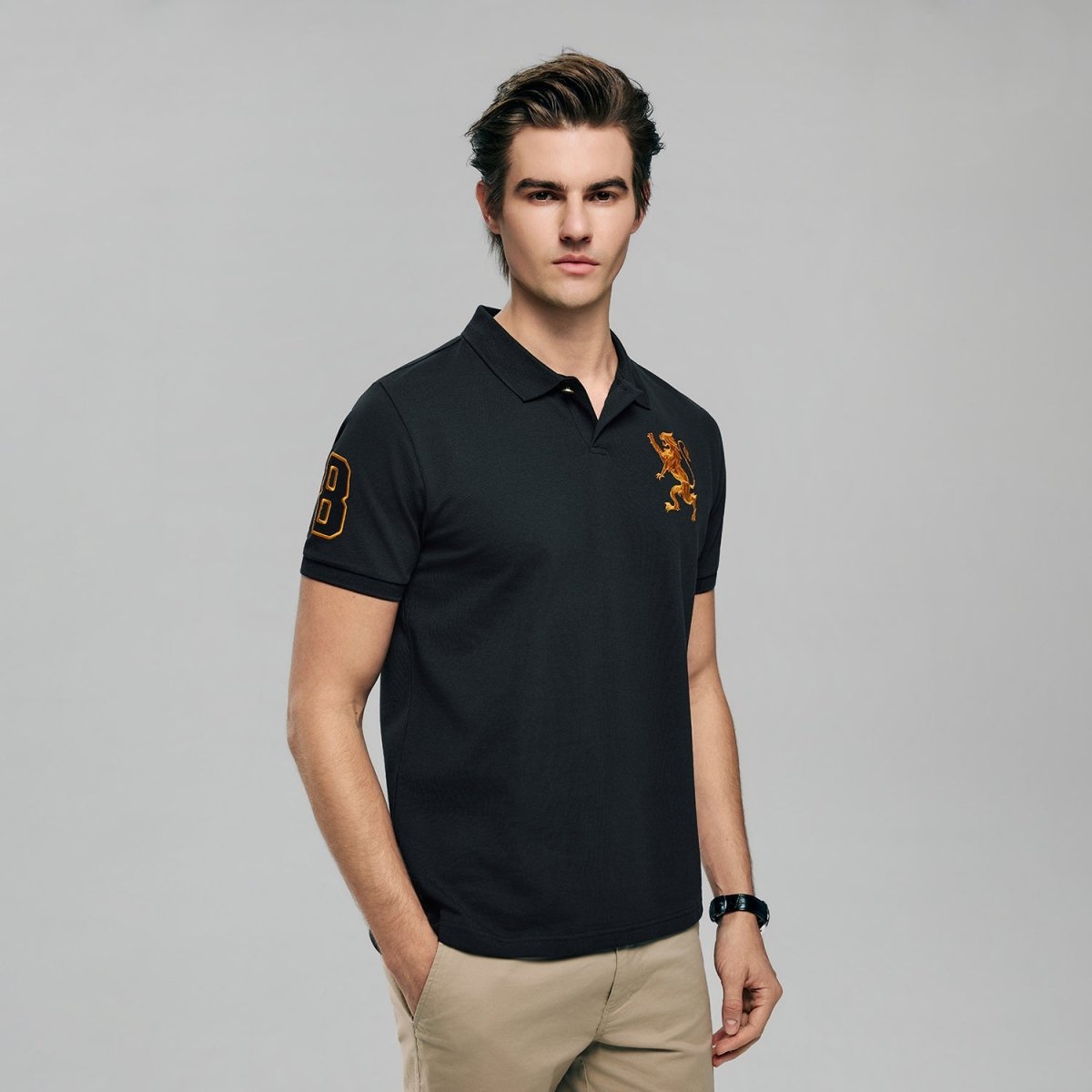 Giordano Men's Slim Fit 3D Lion Cny Lycra Pique Polo - Premium Polo