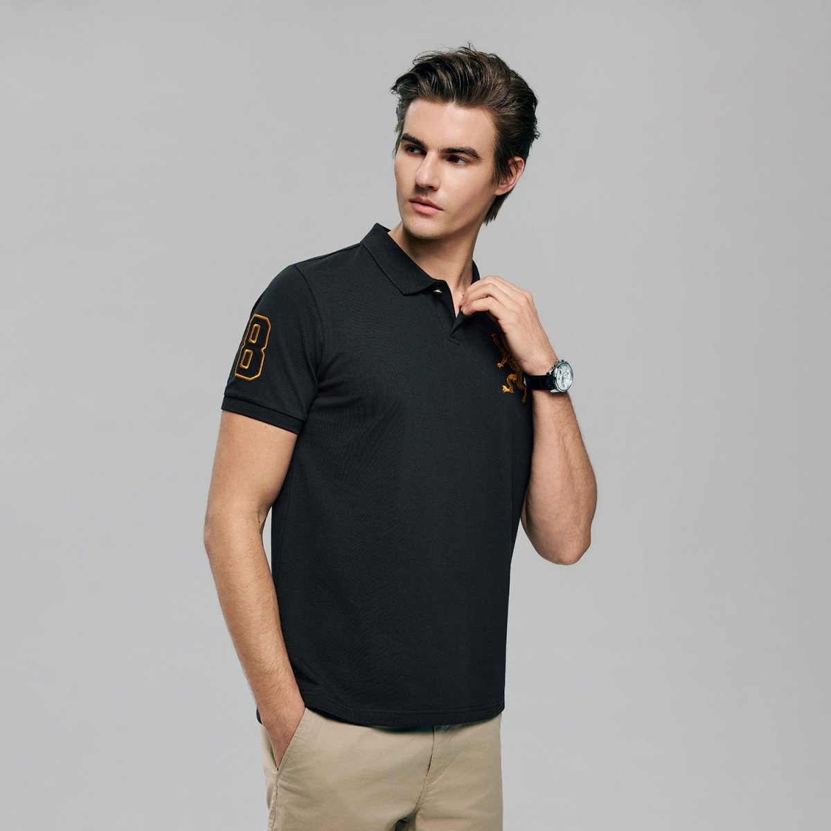 Giordano Men's Slim Fit 3D Lion Cny Lycra Pique Polo - Premium Polo