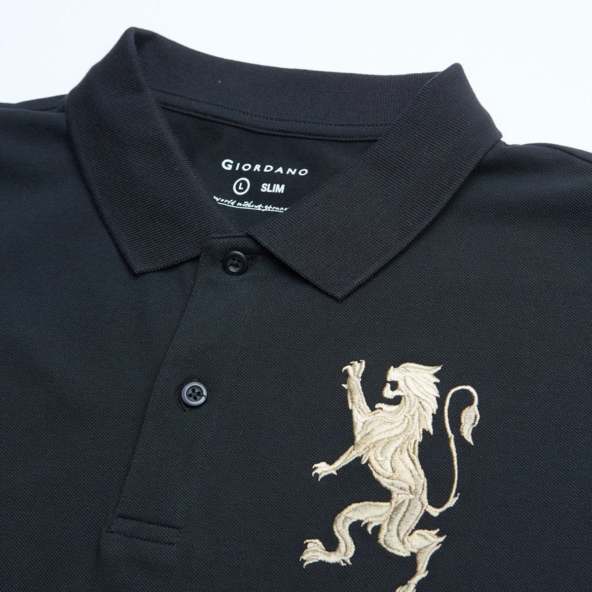 Giordano Men’S Slim Fit 3D Lion Embroidery Lycra Pique Polo - first_variant_option_2 Premium Polo for Giordano