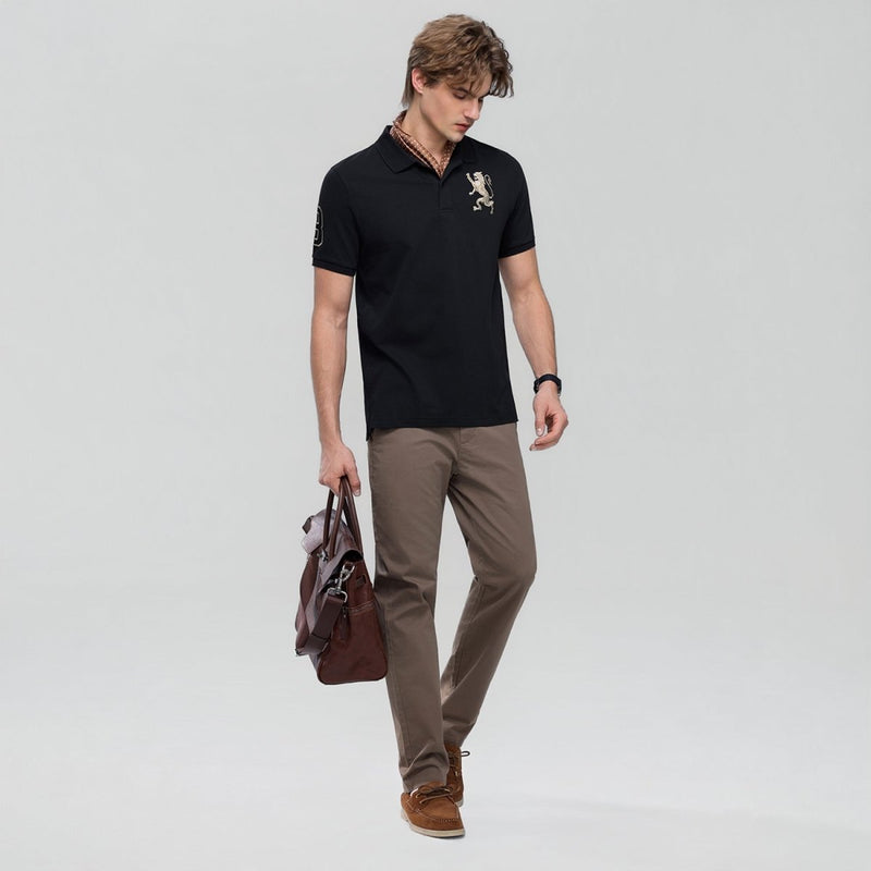 Giordano Men’S Slim Fit 3D Lion Embroidery Lycra Pique Polo - first_variant_option_2 Premium Polo for Giordano