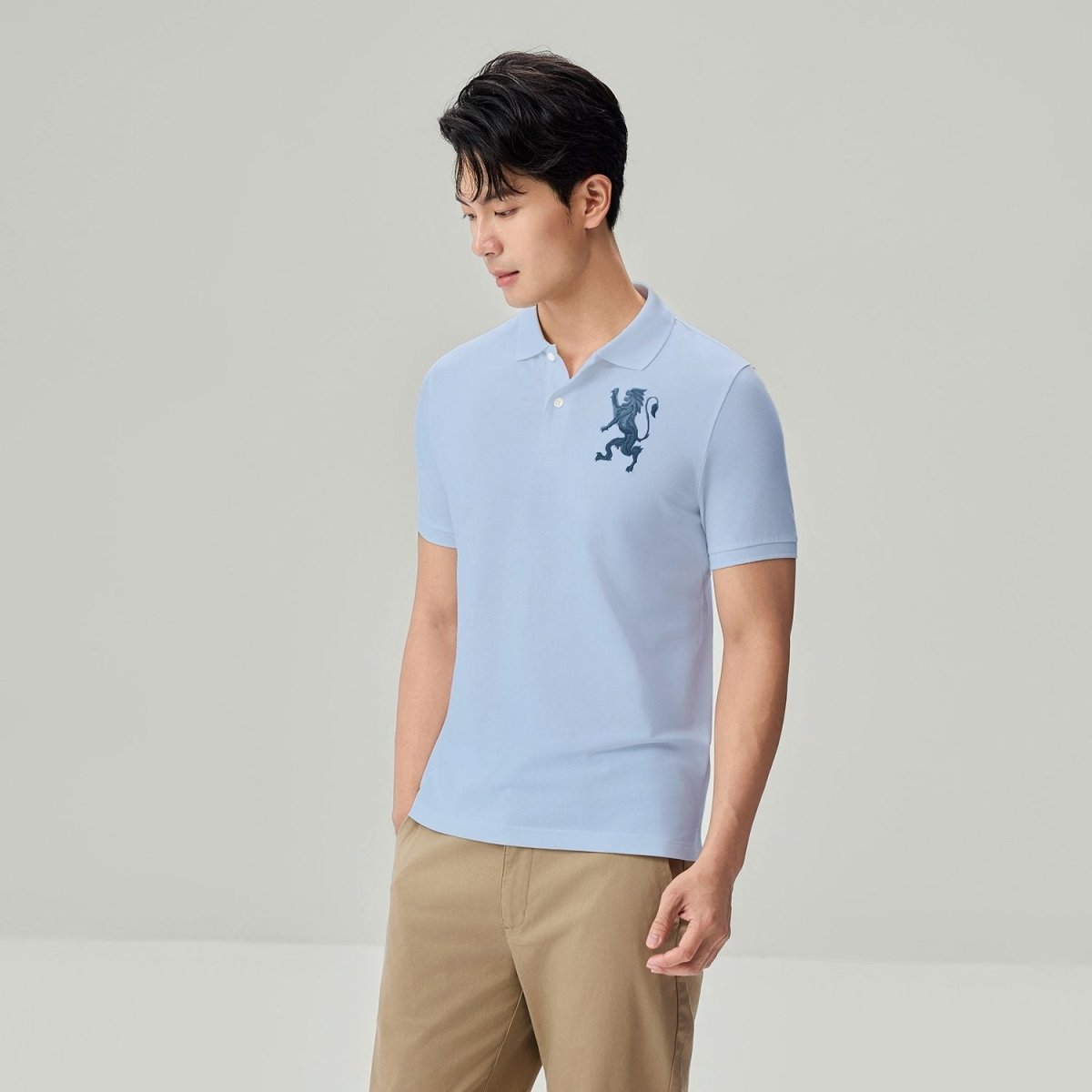Giordano Men’s Slim Fit 3D Lion Embroidery Lycra Pique Polo - Premium Polo