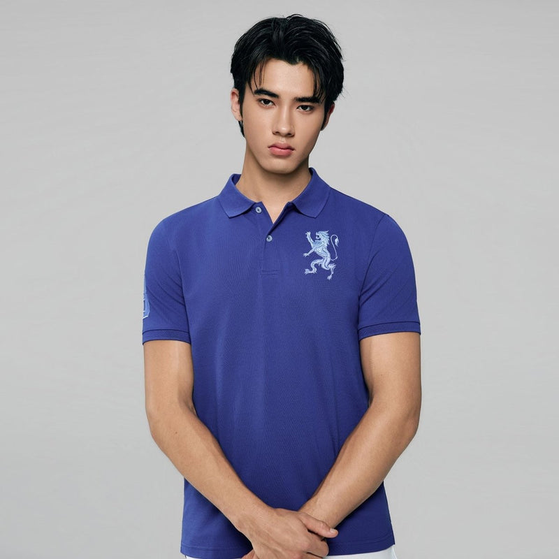 Giordano Men’s Slim Fit 3D Lion Embroidery Lycra Pique Polo - Premium Polo