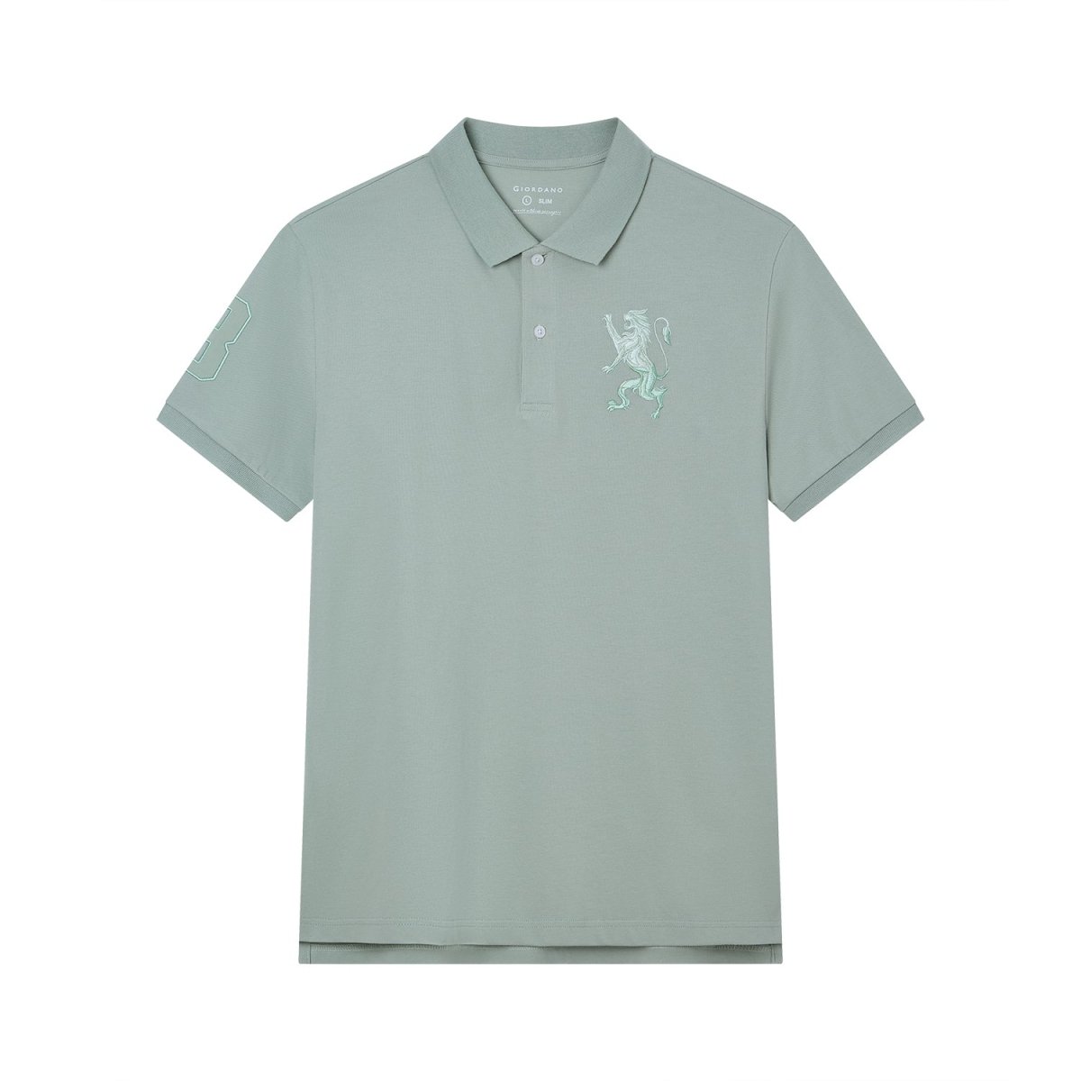 Giordano Men’s Slim Fit 3D Lion Embroidery Lycra Pique Polo - Premium Polo