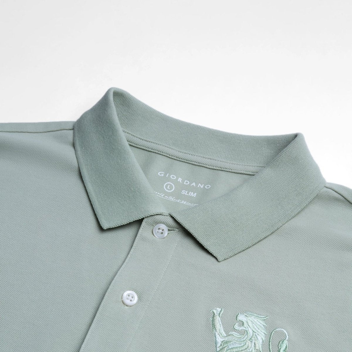 Giordano Men’s Slim Fit 3D Lion Embroidery Lycra Pique Polo - Premium Polo