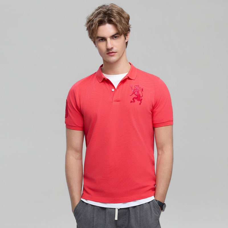 Giordano Men’s Slim Fit 3D Lion Embroidery Lycra Pique Polo - Premium Polo