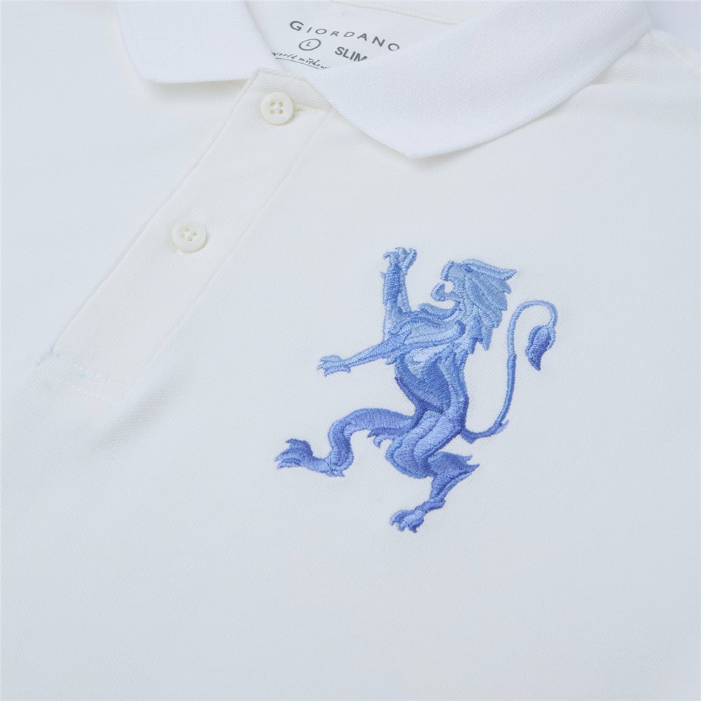 Giordano Men’s Slim Fit 3D Lion Embroidery Lycra Pique Polo - first_variant_option_2 Premium Polo for Giordano