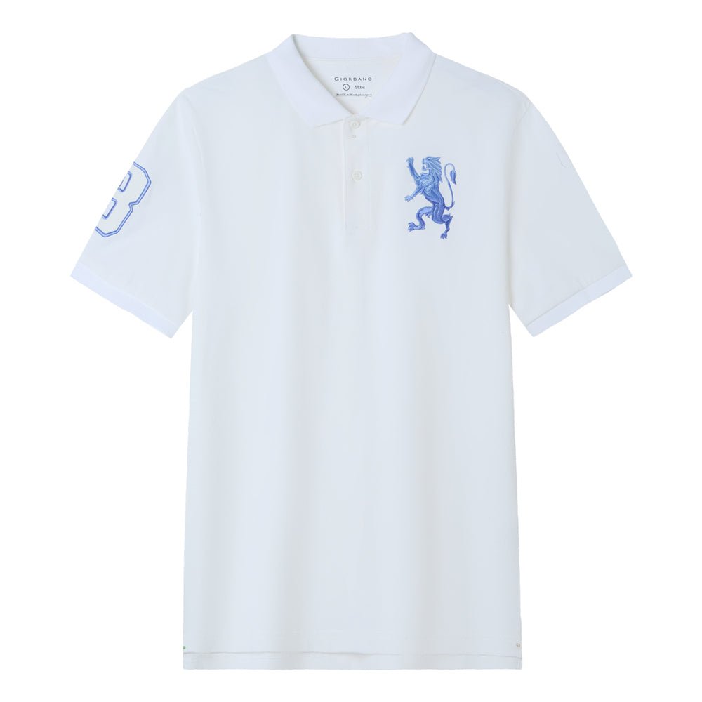 Giordano Men’s Slim Fit 3D Lion Embroidery Lycra Pique Polo - first_variant_option_2 Premium Polo for Giordano