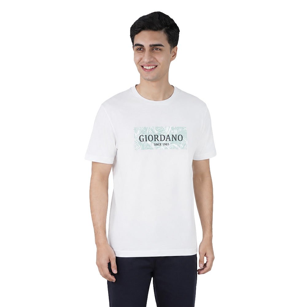 Giordano Men’s Slim Fit Cotton Branding Tee - Premium Print Tee