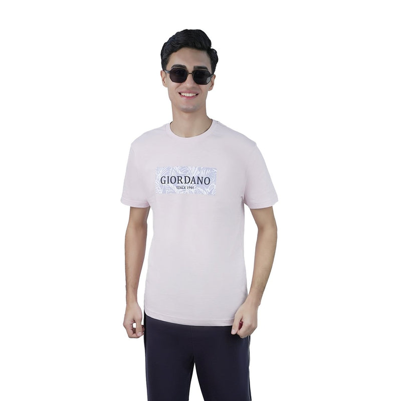 Giordano Men’s Slim Fit Cotton Branding Tee - Premium Print Tee