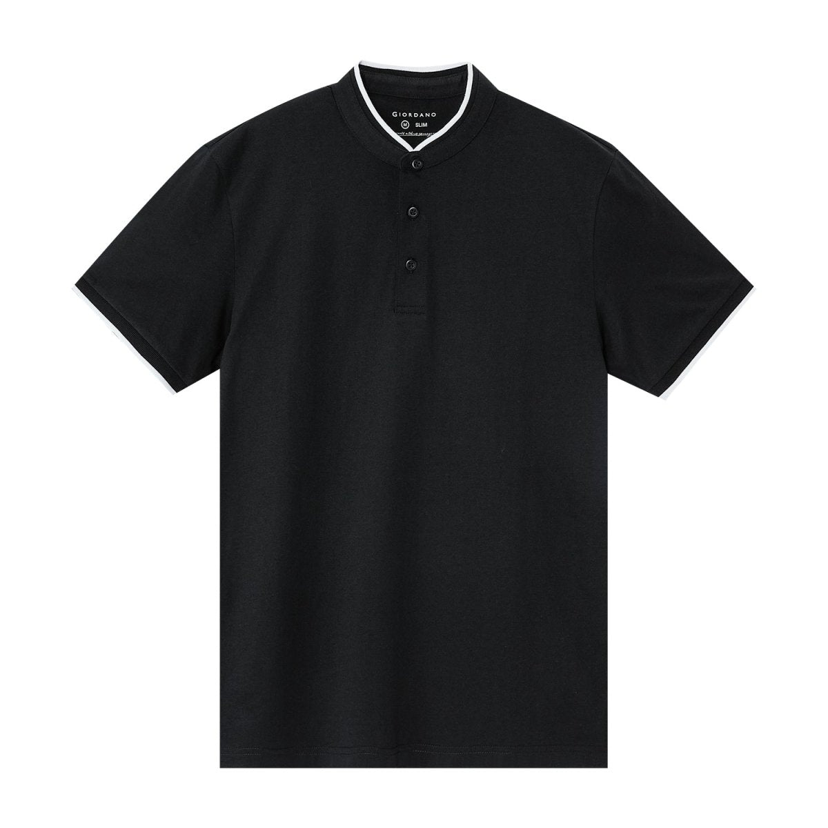 Giordano Men's Slim Fit Cotton Henley Tee - Premium Tee