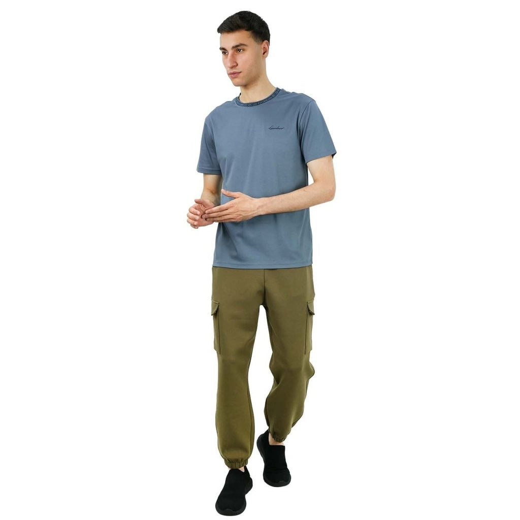 Giordano Men's Slim Fit Cotton Interlock Tee | Embroidered Tee - Premium Tee