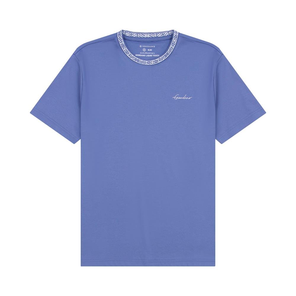 Giordano Men's Slim Fit Cotton Interlock Tee | Embroidered Tee - Premium Tee