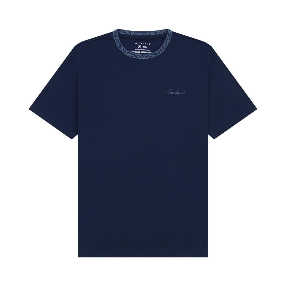 Giordano Men's Slim Fit Cotton Interlock Tee | Embroidered Tee - Premium Tee