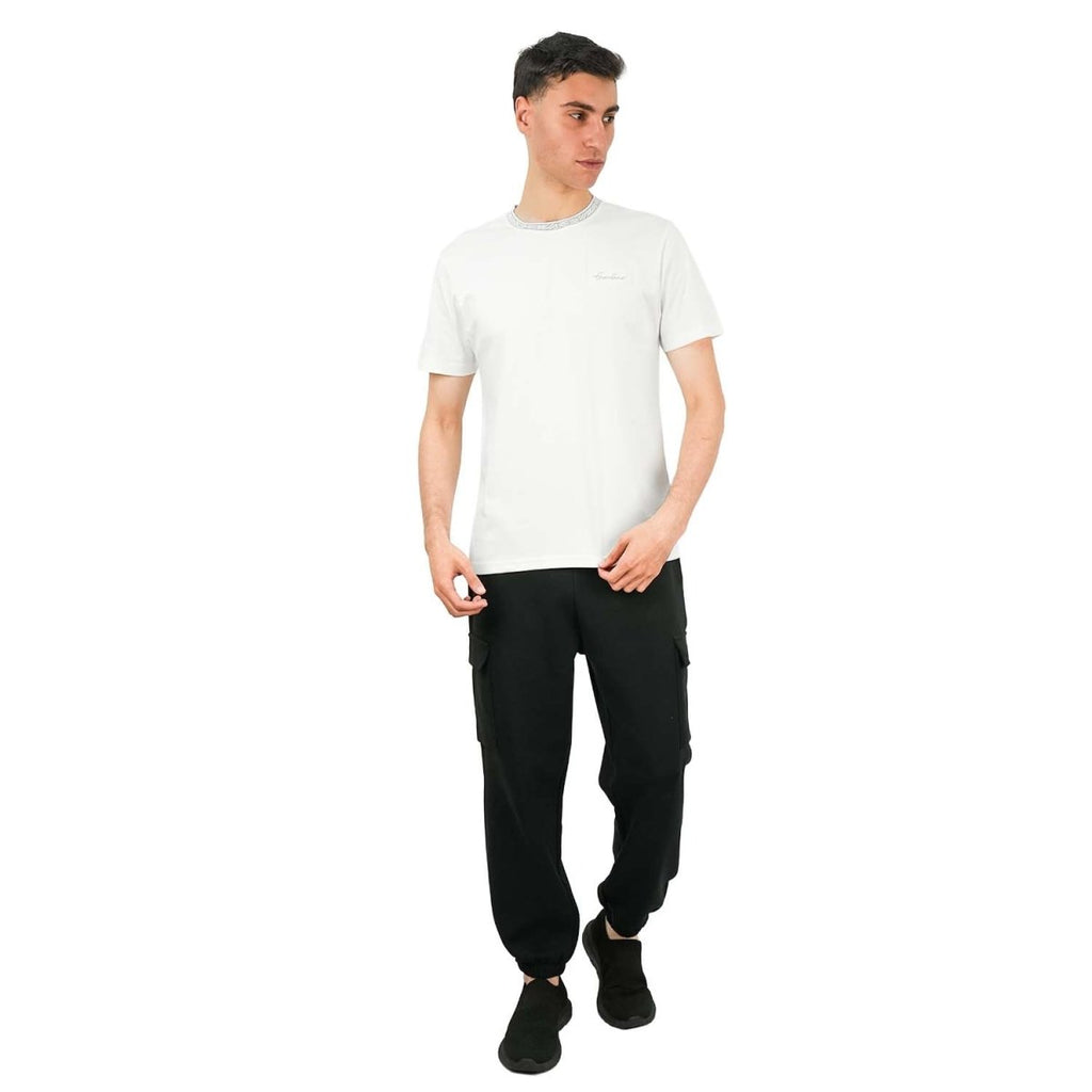 Giordano Men's Slim Fit Cotton Interlock Tee | Embroidered Tee - Premium Tee