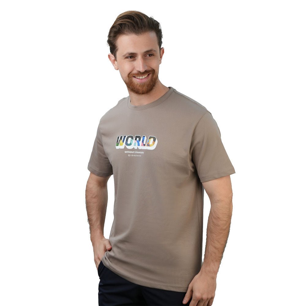 Giordano Men's Slim Fit Cotton Jersey Crew Neck Print Tee | Wws Graphic - first_variant_option_2 Premium Print Tee for Giordano