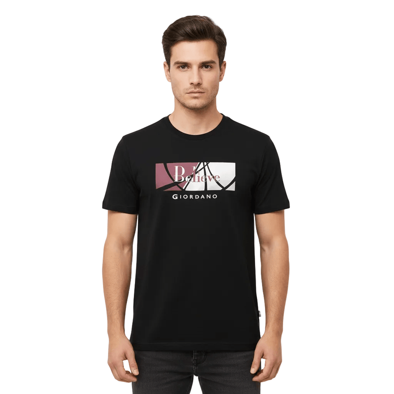 Giordano Men's Slim Fit Cotton Jersey Message Print Tee - Premium Print Tee