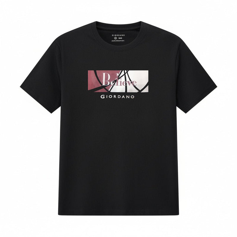 Giordano Men's Slim Fit Cotton Jersey Message Print Tee - Premium Print Tee