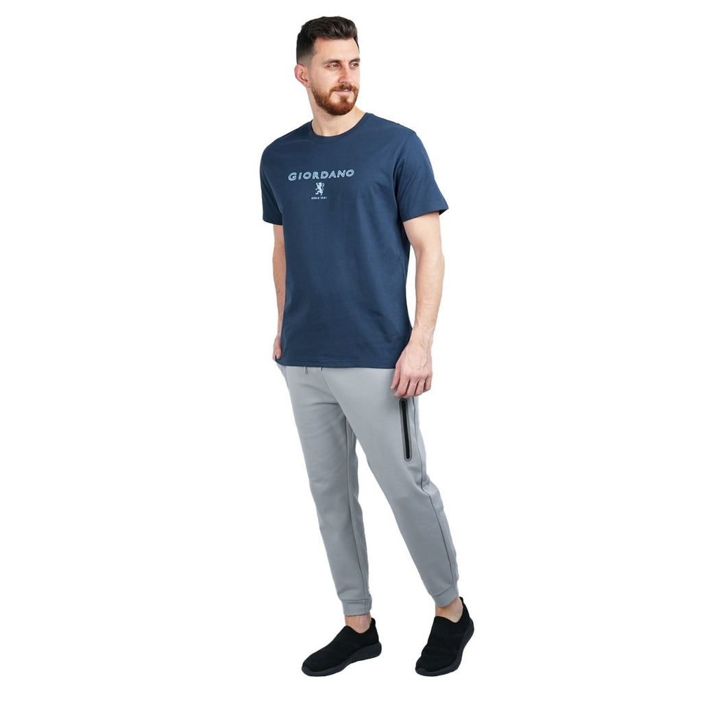 Giordano Men's Slim Fit Cotton Jersey Signature Print Tee - Premium Print Tee