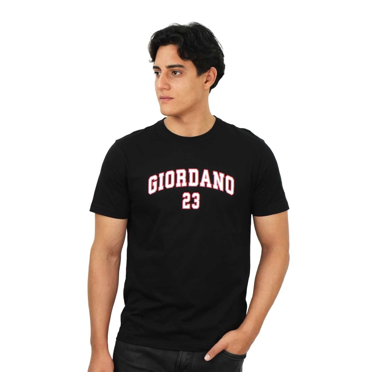 Giordano Men's Slim Fit Cotton Jersey Tee | Signature Print & Comfort - Premium Print Tee