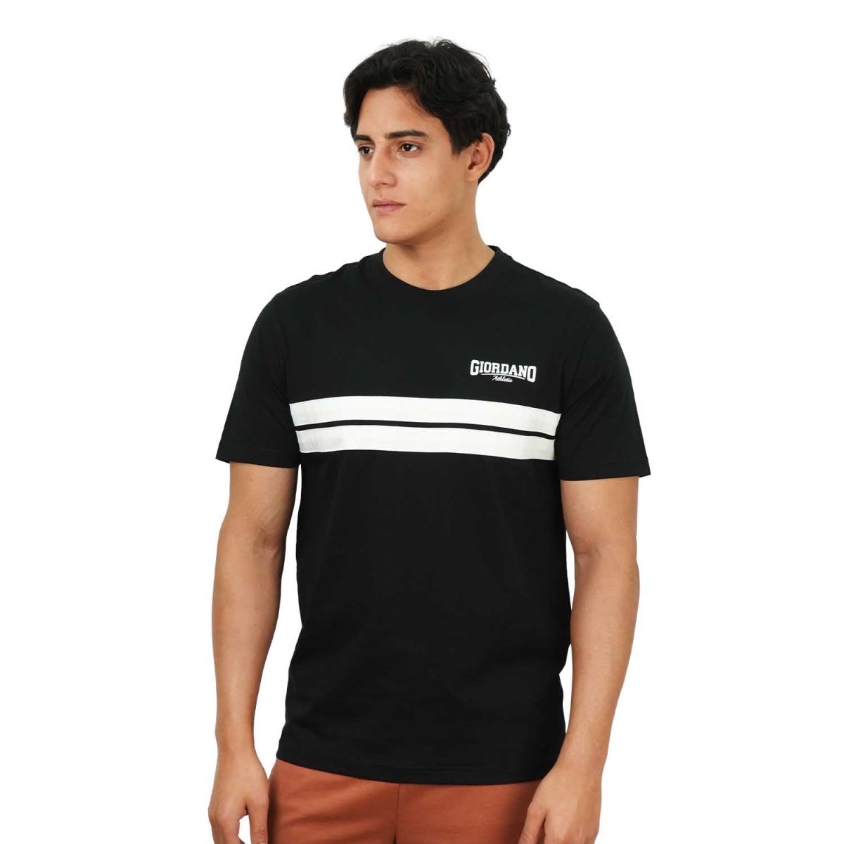 Giordano Men's Slim Fit Cotton Jersey Tee | Signature Print & Comfort - Premium Print Tee