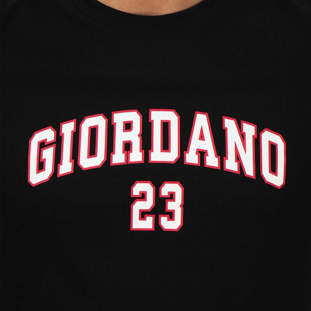 Giordano Men's Slim Fit Cotton Jersey Tee | Signature Print & Comfort - Premium Print Tee
