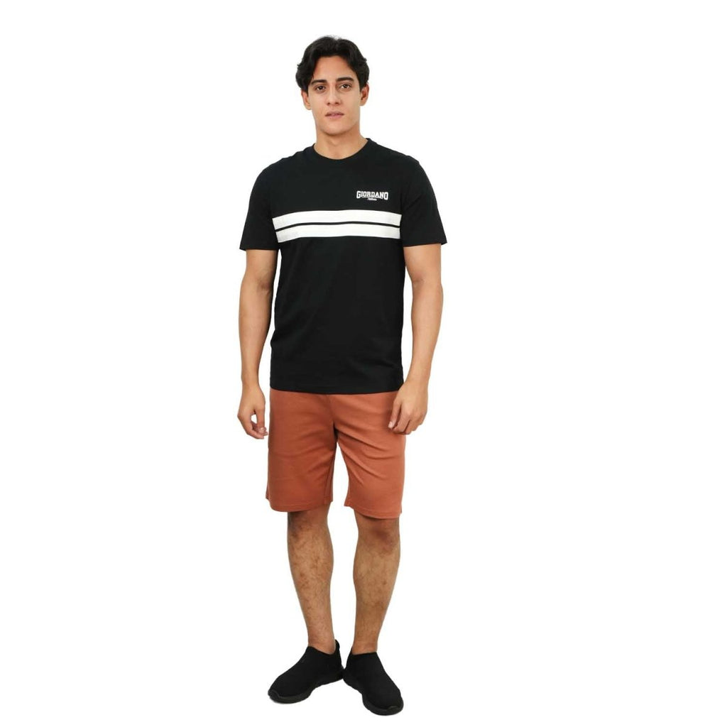 Giordano Men's Slim Fit Cotton Jersey Tee | Signature Print & Comfort - Premium Print Tee