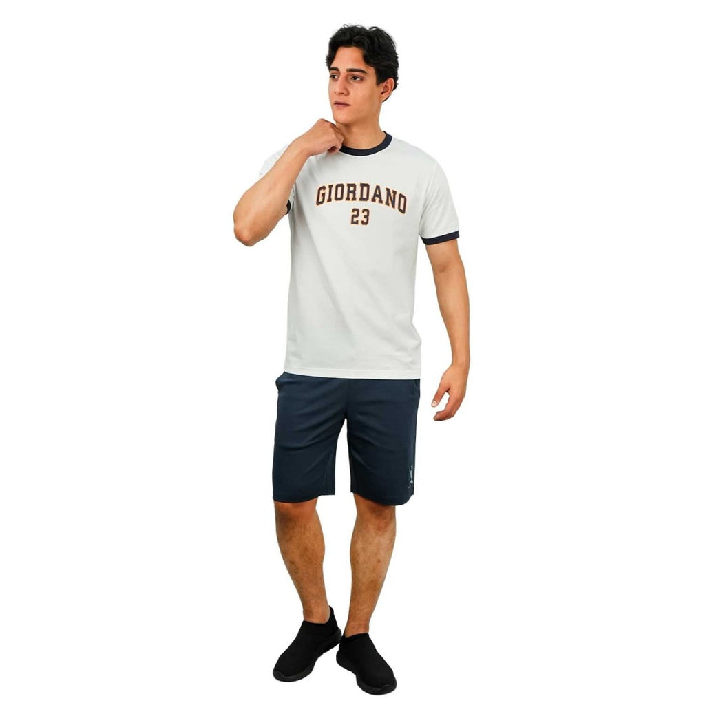 Giordano Men's Slim Fit Cotton Jersey Tee | Signature Print & Comfort - Premium Print Tee