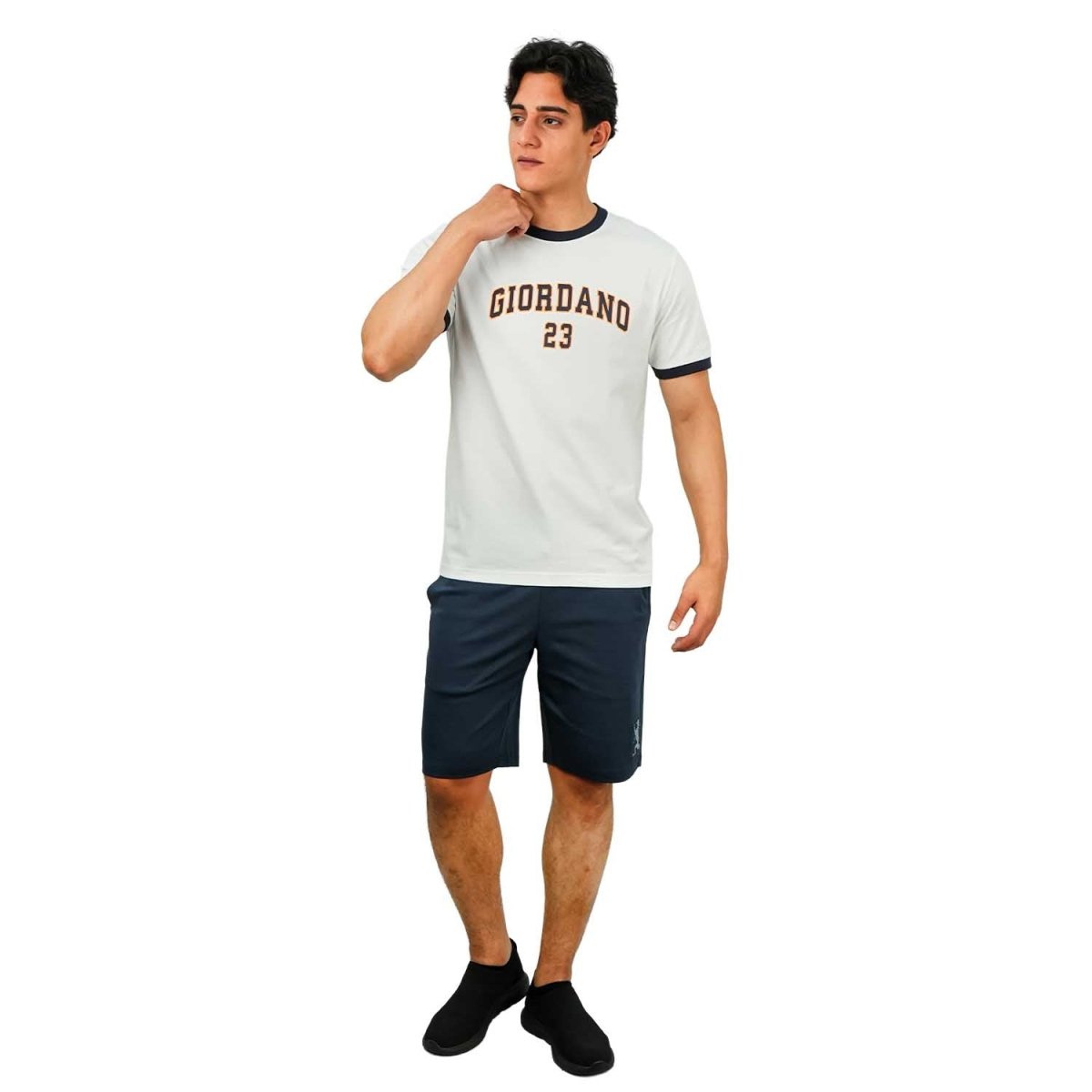 Giordano Men's Slim Fit Cotton Jersey Tee | Signature Print & Comfort - Premium Print Tee