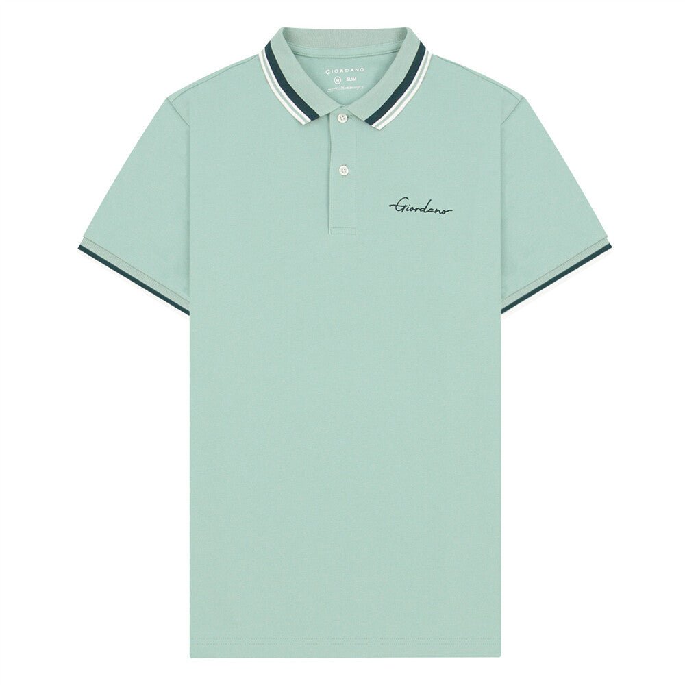 Giordano Men's Slim Fit Cotton Polo Shirt With Sailboat Embroidery - Premium Polo