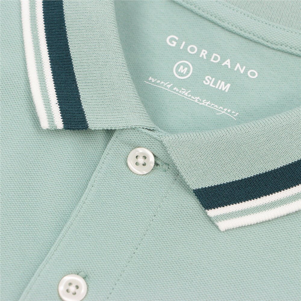 Giordano Men's Slim Fit Cotton Polo Shirt With Sailboat Embroidery - Premium Polo