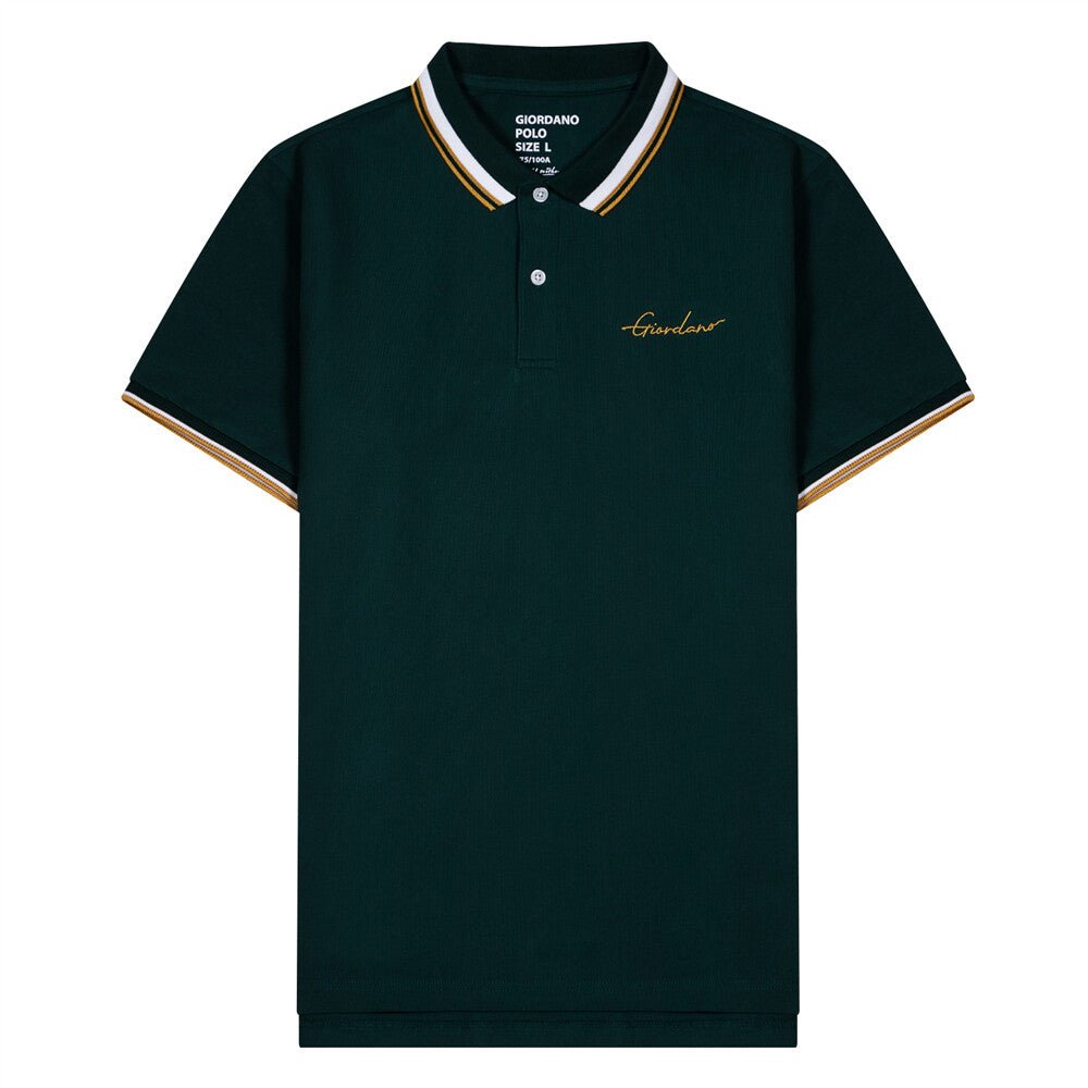 Giordano Men's Slim Fit Cotton Polo Shirt With Sailboat Embroidery - Premium Polo