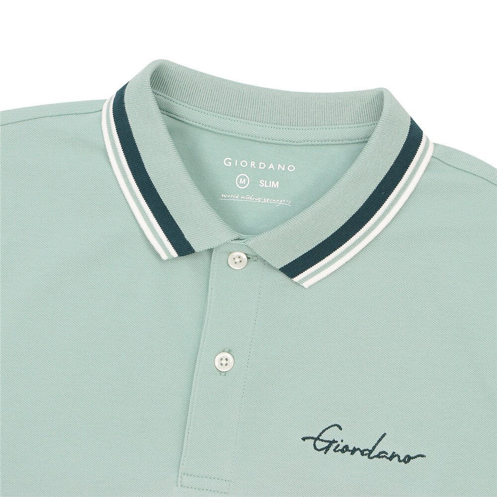 Giordano Men's Slim Fit Cotton Polo Shirt With Sailboat Embroidery - Premium Polo