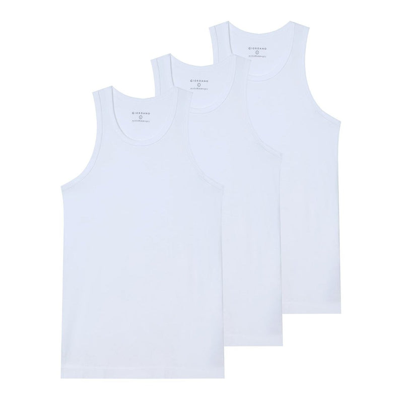 Giordano Men's Slim Fit Cotton Rib Tank Top (3 - Pack) - first_variant_option_2 Premium Innerwear for Giordano