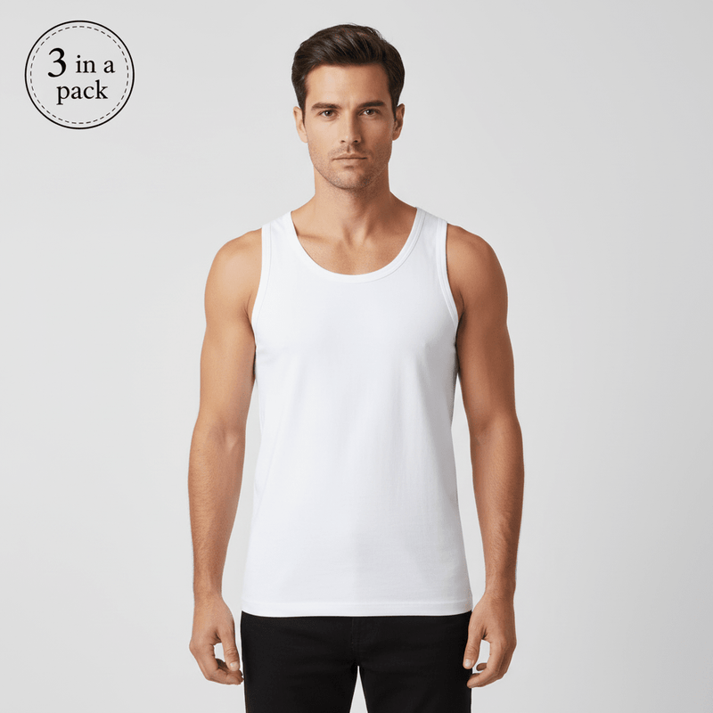 Giordano Men's Slim Fit Cotton Rib Tank Top (3 - Pack) - first_variant_option_2 Premium Innerwear for Giordano