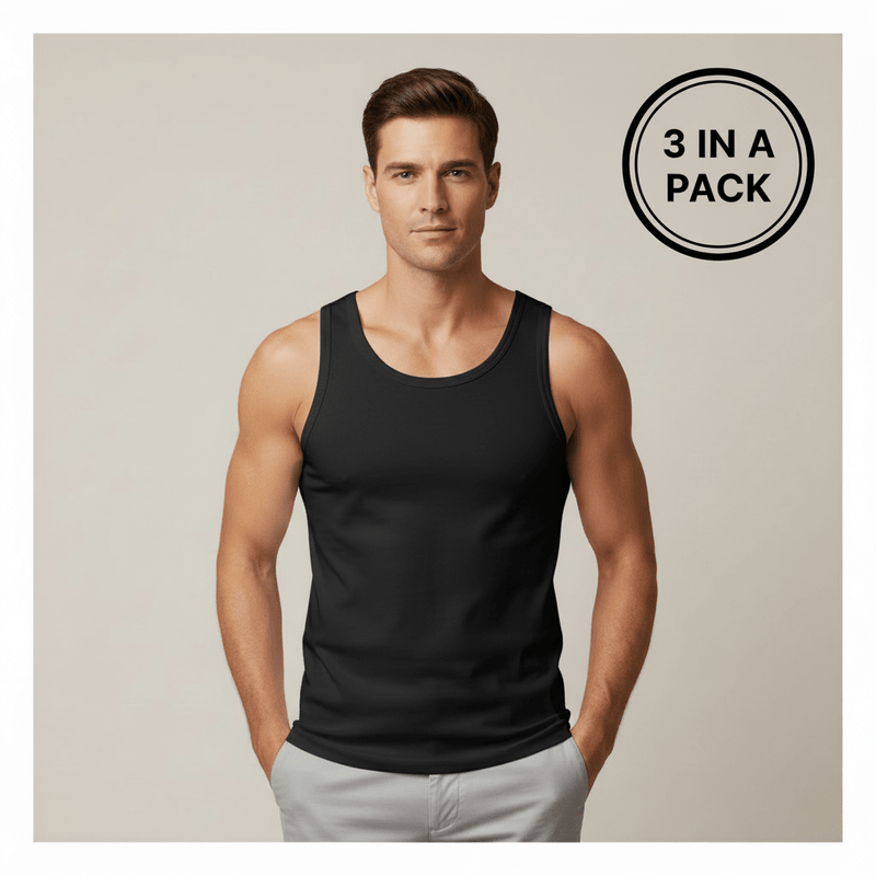 Giordano Men's Slim Fit Cotton Rib Tank Top (3 - Pack) - first_variant_option_2 Premium Innerwear for Giordano