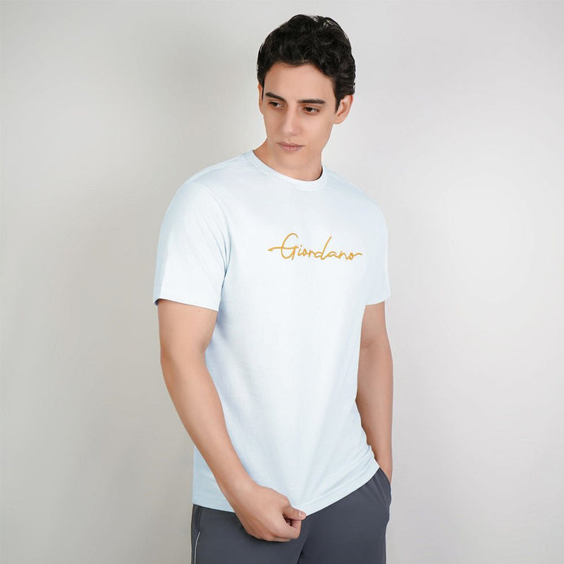 Giordano Men’s Slim Fit Cotton Signature Print Tee - Premium Print Tee