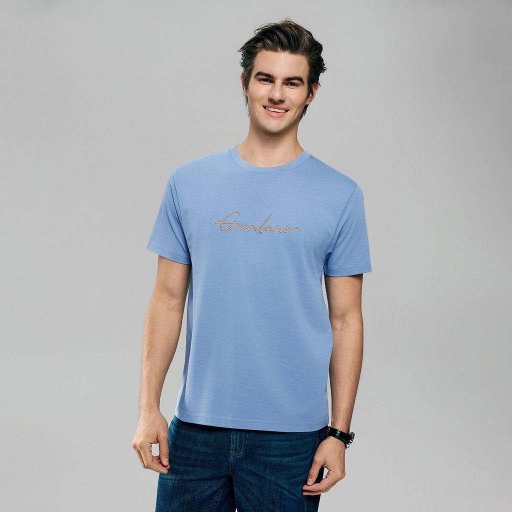 Giordano Men’s Slim Fit Cotton Signature Print Tee - first_variant_option_2 Premium Print Tee for Giordano