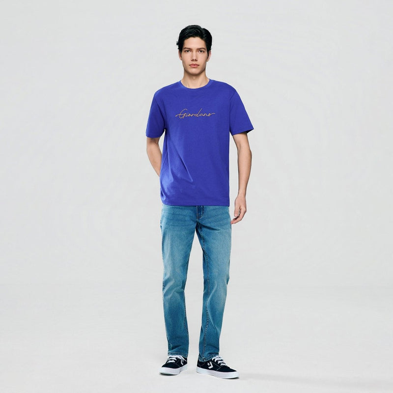 Giordano Men’s Slim Fit Cotton Signature Print Tee - Premium Print Tee