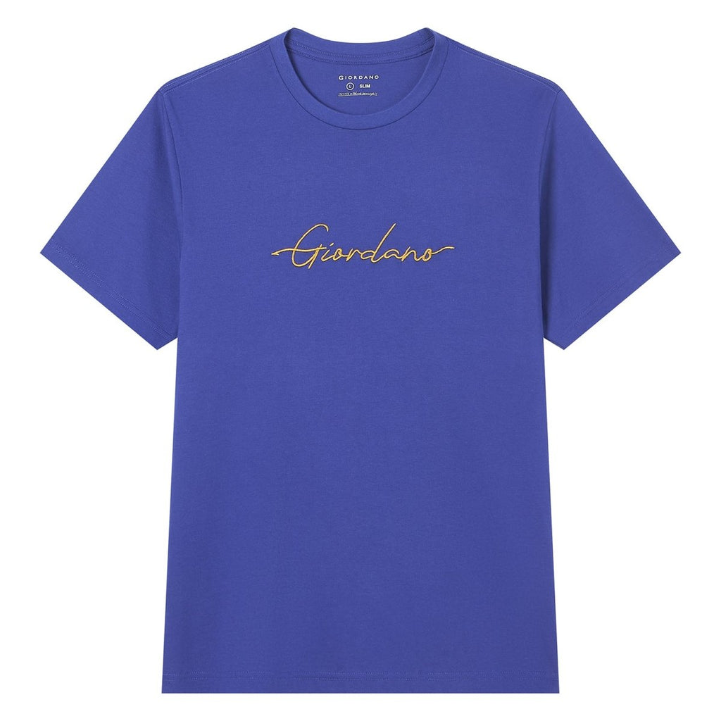 Giordano Men’s Slim Fit Cotton Signature Print Tee - Premium Print Tee