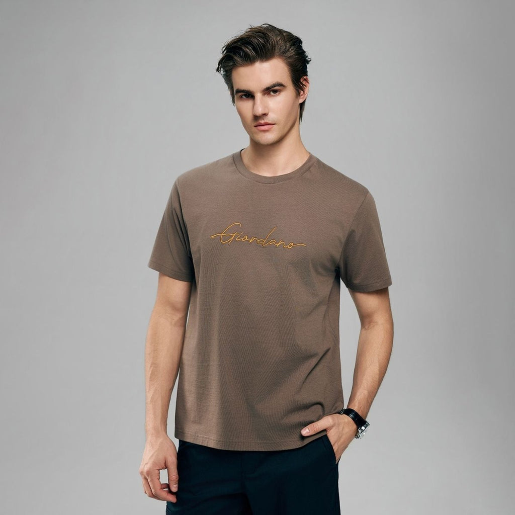 Giordano Men’s Slim Fit Cotton Signature Print Tee - first_variant_option_2 Premium Print Tee for Giordano