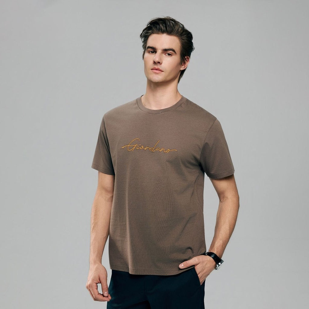 Giordano Men’s Slim Fit Cotton Signature Print Tee - first_variant_option_2 Premium Print Tee for Giordano