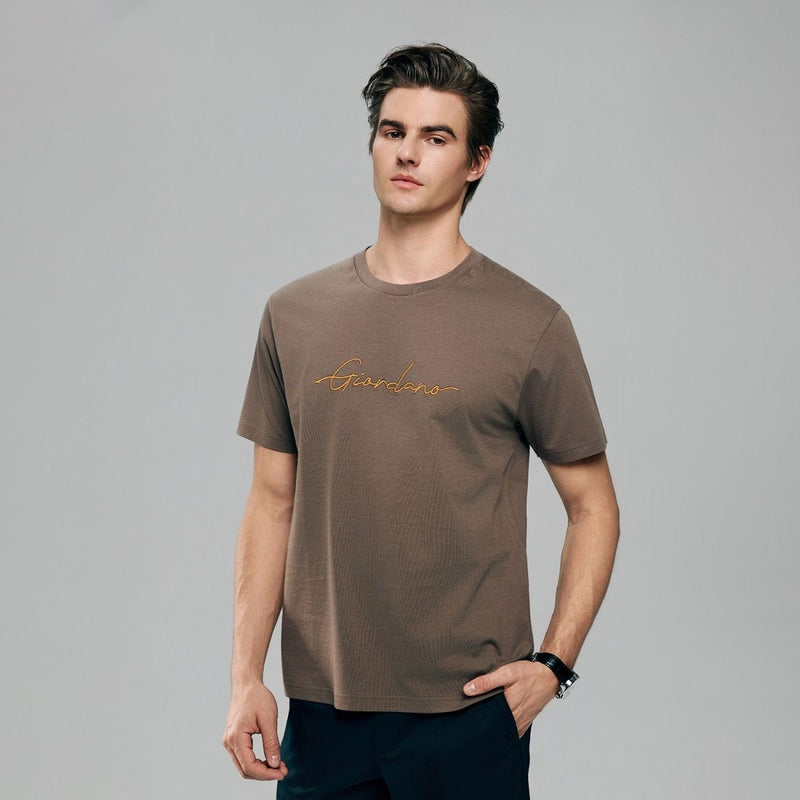 Giordano Men’s Slim Fit Cotton Signature Print Tee - first_variant_option_2 Premium Print Tee for Giordano