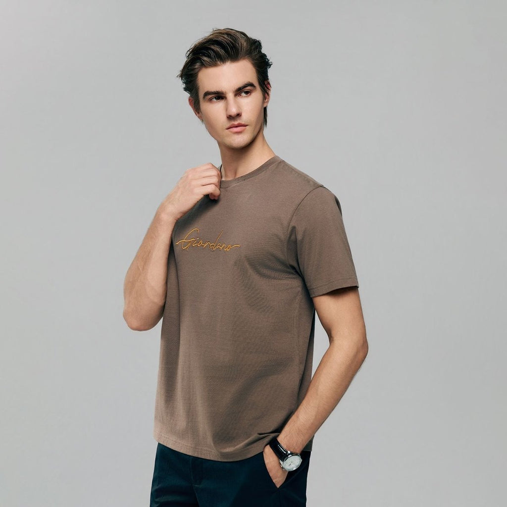 Giordano Men’s Slim Fit Cotton Signature Print Tee - first_variant_option_2 Premium Print Tee for Giordano
